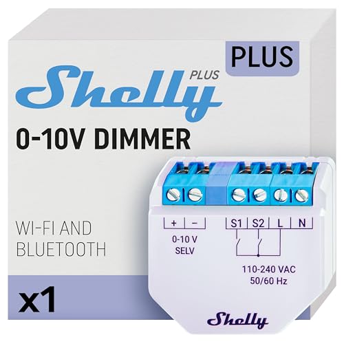 Shelly Plus 0-10V Dimmer | Wi-Fi & Bluetooth Smart Dimmschalter Controller | Lichtsteuerung | iOS Android App | Kein Hub erforderlich | Kompatibel mit Alexa und Google Home | Smart Scenes