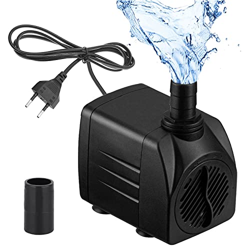 Mini Wasserpumpen(600L/H, 10W), Ultra Leise Aquarium pumpe mit hohem Hub, brunnenpumpe mit 1,5 m Netzkabel, 2 Düsen für Aquarien, Teich, Brunnen, Statuen, Hydrokultur,Mini Wasserpumpen