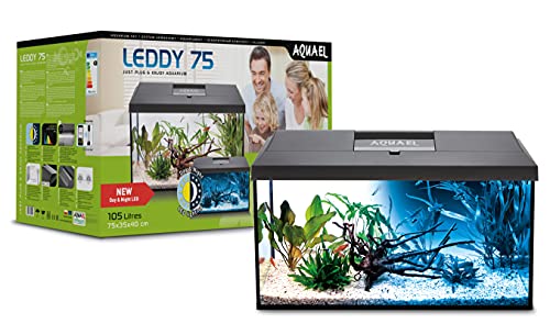 AQUAEL 122731 Aquarienset LEDDY PLUS RE 75 D&N, schwarz, 16010 g