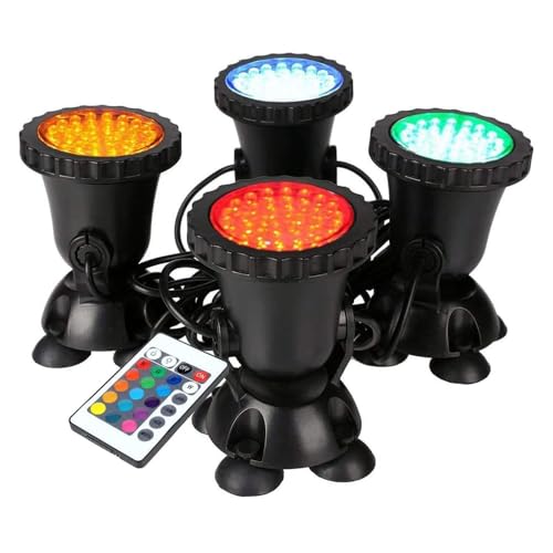 GreenSun Teichbeleuchtung Unterwasser, RGB Spot Licht IP68 Wasserdicht Gartenteich Lampe Fisch Teichlampe mit Fernbedienung