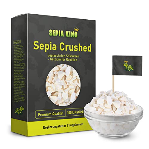 Sepia King - Sepiaschalen Bruch in Premium Qualität - Kalzium für Schildkröten, Bartagame, Geckos, Reptilien - Futterkalk, Kalk Terrarium Zubehör - Keine Reste oder Abfall