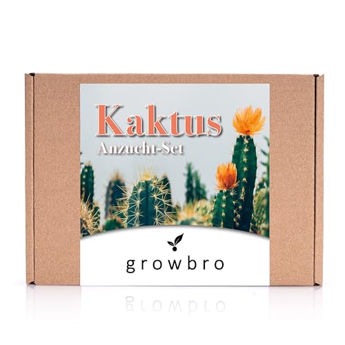 Kaktus, growbro Anzuchtset inkl. Sprühflasche, Geburtstagsgeschenk, Sukkulenten, Geschenke für Frauen & Männer, Gastgeschenk, Zimmerpflanzen, Garten Geschenk, Cactus