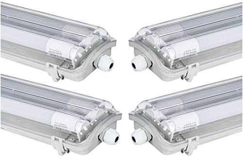 LumenTEC 4x G13 LED Feuchtraumleuchte IP65, 2x T8 LED, 36W 3600LM 120cm, IP65 LED Feuchtraumleucht, LED Wannenleuchte, LED Leuchtstofflampe, Kaltweiss 6000K, 4x KW
