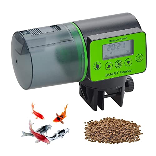 Podazz Futterautomat Aquarium, Fischfutterspender mit Timer Futterspender für Aquarien, 200ml Fassungsvermögen futtereimer Fisch Futterautomaten für Aquarium Fischtank