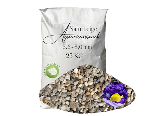 Aquariumsand Aquariumkies beige im 25 kg Sack kantengerundet gewaschen ungefärbt 5,6-8,0 mm papierverpackt