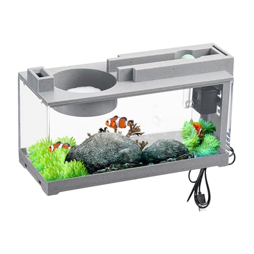 Kleines Tisch Aquarium | Aquarium | Aquarium Komplettset | Tisch Aquarium Klein | Dekoratives, Ruhiges, Kleines Aquarium Im Retro-Stil | Schreibtischaquarium Glasaquarium Retro Dekoratives