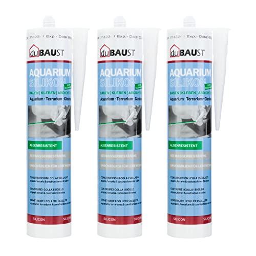 3x dubaust SAQ24 Aquarium Silikon 310ml Kartusche für Süsswasser und Meerwasser Aquarien Terrarium Glaskonstruktionen Aquariumkleber (Schwarz)