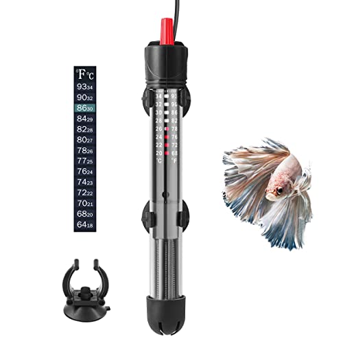 FEDOUR Aquarium Heizung， 50W 100W 300W Temperatur Einstellbare Aquarium Heizer Mit Saugnäpfen，Thermostat für Fischtanks (50W)