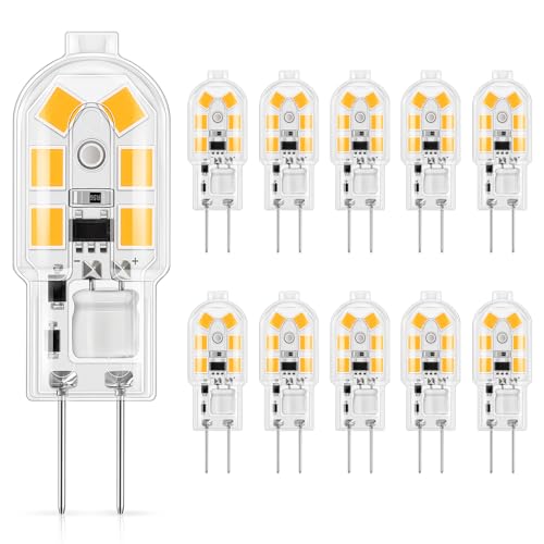 DiCUNO G4 LED Lampen, Warmweiß 3000K, 1.5W ersetzt 15-20W Halogen, 160lm, 360° Abstrahlwinkel, 12V, G4 Stiftsockel, Flimmerfrei, nicht dimmbar, 10er-Pack