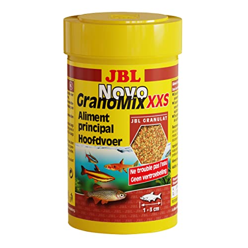 JBL Grundfutter für kleine Aquarienfische, Granulat, NovoGranoMix, Größe XXS, 100 ml