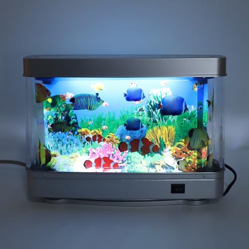 ciciglow Künstliches Aquarium, Small-Aquarium, Künstliches Aquarium, Dekorative Lampe, Künstliches Aquarium, Aquarium-Lampe, Weißes Licht, Tastensteuerung für Kinder, Geschenk, ciciglowuzskrdef9m