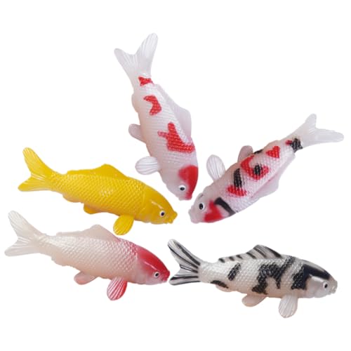 ABOOFAN Keramik-Fische, schwimmende Fische, 5 Stück, Aquarium, schwimmende Goldfische, Koi-Fische, schwimmfähige Figuren, realistische Aquarium, Fisch, Tee, Haustier-Dekoration, Feengarten, Teich,