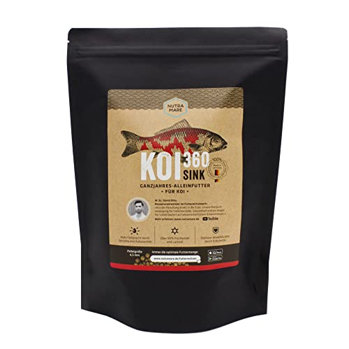 Nutramare Koi360 Sink 1,2kg | Sinkendes Koifutter für Herbst & Winter | Hochverdaulich mit Wheat Germ, Spirulina & Beta-Glucan