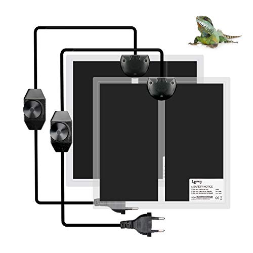 LERWAY Reptil Heizmatte, 2PCS Terrarium Heizmatte Temperaturregler Wärmematte für Reptilien Eidechse Gecko Schlangen Schildkröte Spinne (2 Pack-14W)