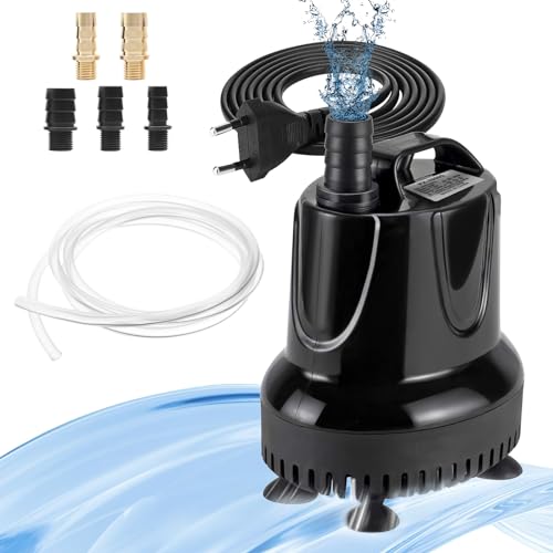 Tauchpumpe Klein, 25W 1200L/H Mini Wasserpumpe Wasserpumpe Klein Springbrunnenpumpe mit 3 Düse 13mm|16mm|19mm für Teich, Brunnen, Aquarium, Garten