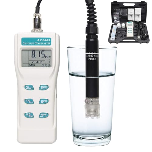 MTTXY Messgerät für Gelösten Sauerstoff, 3-in-1 DO-Salzgehalt-Temperaturtester, Gelöster Sauerstoff 0,0 Bis 199,9% Aquarium-Sauerstoffmessgerät, Analysator, Sonde, Wasser-Oxygenator