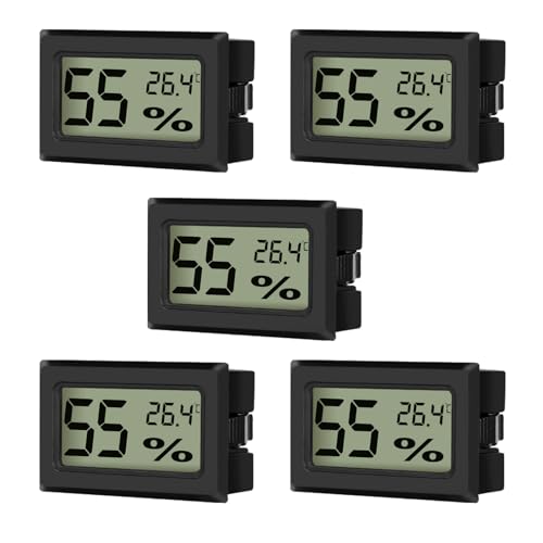EEEKit 5-Pack LCD Digital Hygrometer Thermometer, Mini Digital Temperaturmesser Feuchtigkeitsmesser Mini Hygrometer für Gewächshaus/Autos/Zuhause/Büro, Celsius (°C)