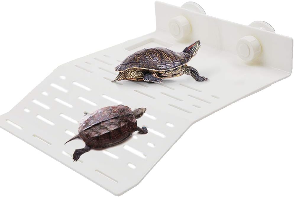 Turtle Bank Turtle Floating Basking Platform Dock, Terrapin Basking Tray Climbing Platform Turtle Sunbathing Platform with Suction Cup for Tank Aquarium Decoration Small Reptile Turtles