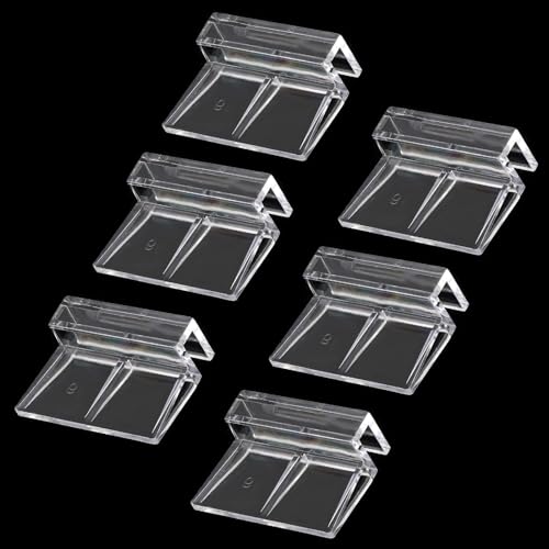 6 Stück Aquarium Abdeckung Halter, Transparent PVC Glasabdeckungs Deckel Clips Universale Halterungen für 6mm Dickes Randlose Aquarien