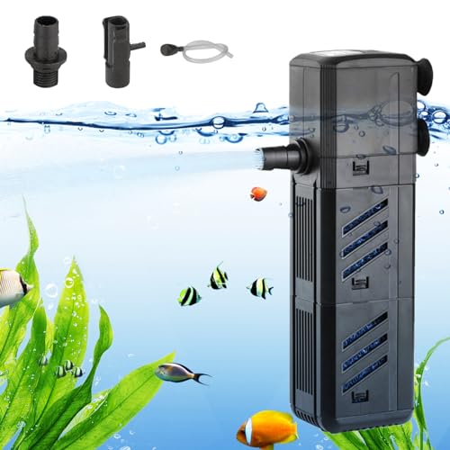 800L/H Aquarium Innenfilter - 4 en 1Aquarium Filter - 8W Leiser Aquarium Filterpumpe - Aquarium Schwammfilter - Einstellbarer Wasserpumpe - Sauerstoff Belüftung Aquariumpump Filter für 250 L Tank