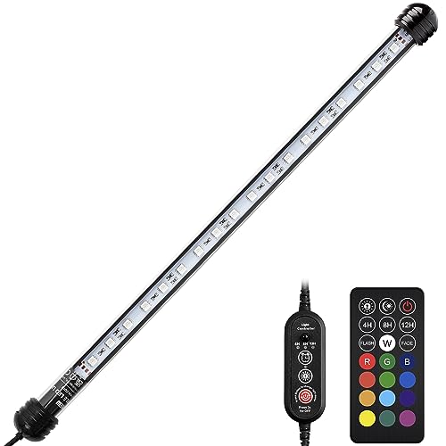 NICREW Aquarium LED Beleuchtung, IP 68 Wasserdicht Aquarium Lampe mit Timer, 5 Helligkeitsstufen Dimmbar Unterwasserbeleuchtung für Fisch Tank Pflanze, 4 W