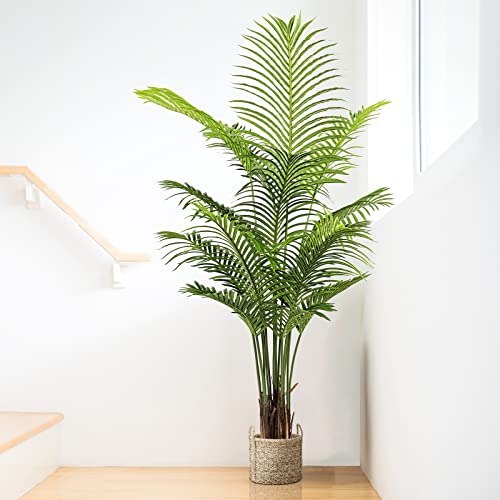 YOLEO Kunstpflanze Groß Kunstpalme 140cm Künstliche Pflanzen Groß wie echt Areca Palme Fake Pflanzen Plastik Pflanze Deko Fake Plant für Wohnzimmer Balkon Schlafzimmer Büro