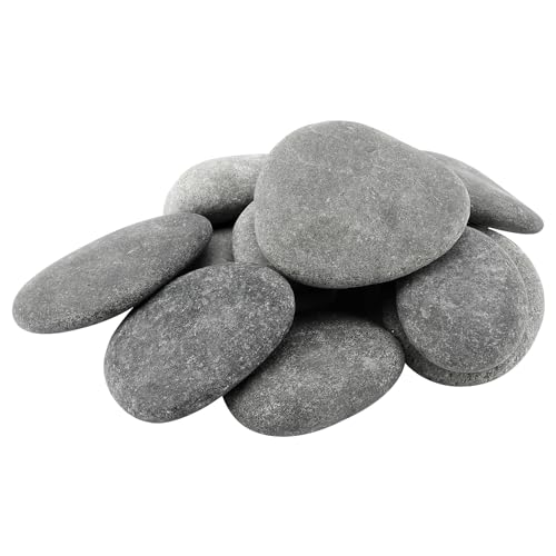 FAAING 10 Stück Flache Steine zum Bemalen, 6-8 cm Glatte Große Kieselsteine Natürlicher Steine Dekosteine Naturstein Flussstein für Mandala Bemalen, Garten, Blumentöpfen, Aquarien