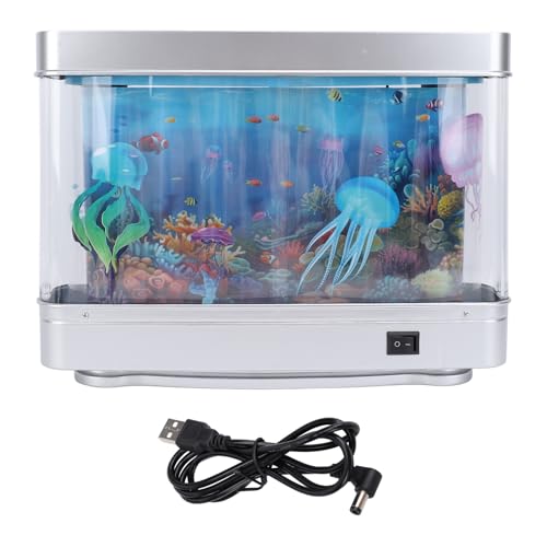 Künstliche Aquarium-Lampe mit beweglichen Fischen und LED-Weißlicht, USB, 5 V, Stecker, Aquarium-Lampe für Desktop, Schlafzimmer, simulierte Unterwasserwelt