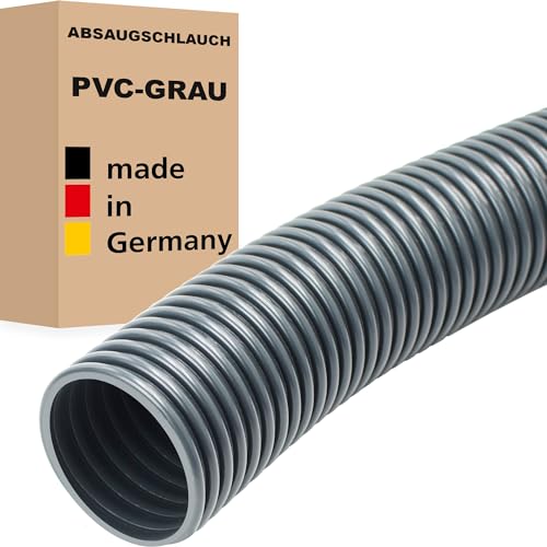 Absaugschlauch GRAU PVC Saugschlauch Spiralschlauch Flexschlauch leicht & flexibel Made in Germany (100 mm, PVC, 10 m)