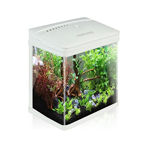 Nobleza - Nano-Fischtank-Aquarium mit LED-Leuchten & Filtersystem, tropischeAquarien, 7 Liter, Weiß