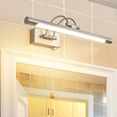 TYhogar LED Badezimmer Spiegel Lampen Wandleuchte Bilderleuchte Nachttischleuchten Mit Schwenkbarem Lampenkopf Zugschalter Wandleuchter Beleuchtung Fixture, 8W IP44 Wandbeleuchtung Leselampen 40cm