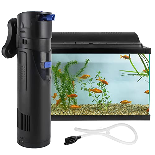 OMECO 4 in 1 Aquarium Filter Pumpe 700L/h mit 9W UVC Klärer innenfilter AquariumPumpe Wasserpumpen für Süß- und Meerwasser Becken,150-300L Aquarium Volumen mit Filtermaterial