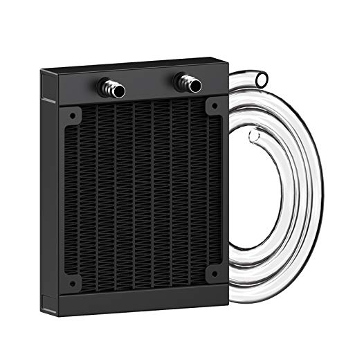 CLDIY Wasserkühlungskühler, 8-Rohr-Aluminium-Wärmetauscher-Kühler mit Rohr für PC-CPU-Computer Wasserkühlsystem DC12V 80 mm