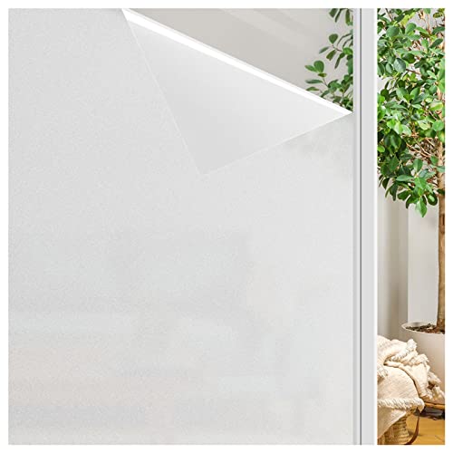 FINNEZ Fensterfolie Milchglasfolie Sichtschutzfolie Selbstklebend Folie Fenster Scheibenfolie Blickdicht Anti-UV Statische Folie für Badzimmer Büro Matt 44,5 x 200cm