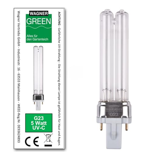 Wagner Green UVC Ersatzlampe Sockel G23 PL-S Wasserklärer Leuchtmittel Lampe Teich Filter (5 Watt)
