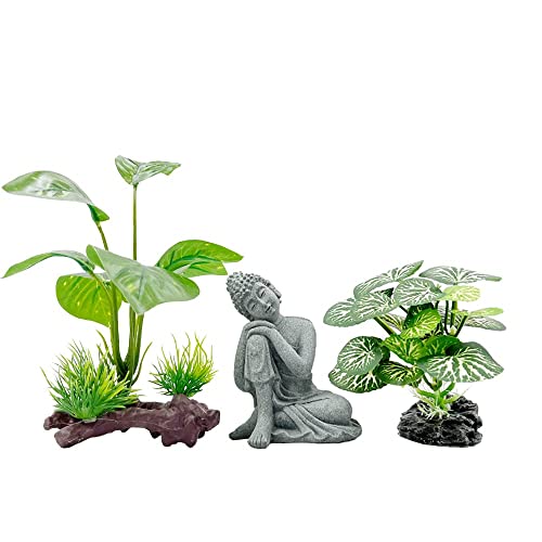 Smoothedo-Pets Aquarium-Dekoration, 10,2 cm, Ornamente, Zubehör, Betta, Fischablage, Blatt-Buddha, Typ B-Set-Buddha)