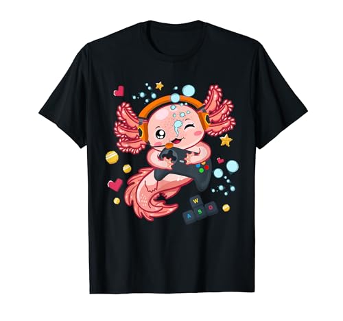 Axolotl Fisch Gamer Video Gamer Kawaii Axolotl Fisch Mädchen Kinder T-Shirt