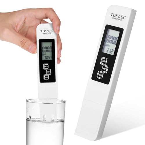 Wasserqualitätstest Meter,3 in1 TDS EC Messgerät für Trinkwasser Messgerät mit LED Anzeige TDS Messgerät Digital 0-9999ppm Leitwertmessgerät Wasser für Wasser Pool Aquarium Schwimmbad