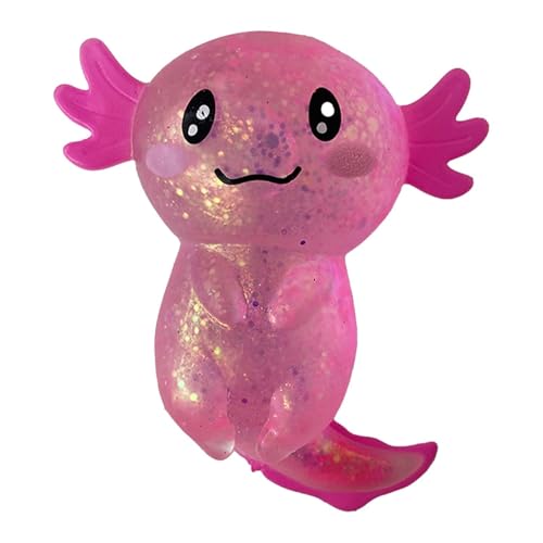 Axolotl Stressspielzeug, Glitzer Axolotle Squeeze Toys, Maltose Gel Schneller Rebound Zuckerball, Weicher Dehnbare Zappelspielzeuge für Kinder und Erwachsene (Rosa)