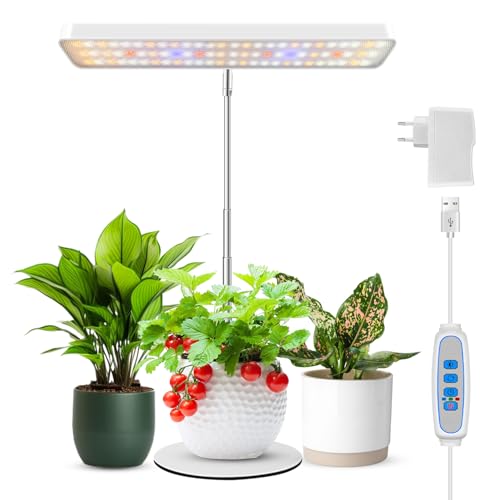 Wiaxulay Pflanzenlampe LED, 78LED Vollspektrum Wachstumslampen, Pflanzenlicht für Zimmerpflanzen, Höhenverstellbares Desktop Grow Light mit Auto Timer 6/12/16Hrs, 3 Lichter Modi und 5 Helligkeit