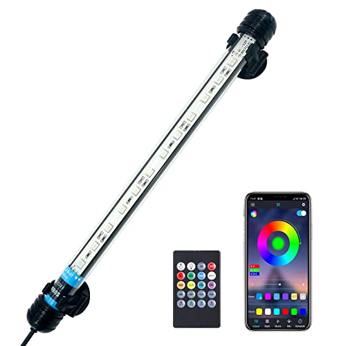 VARMHUS LED Aquarium Beleuchtung,Aquarium Licht mit APP Steuerung Fernbedienung,Aquarium LED Lampe RGB Farbwechsel zum Beleuchten von Aquarienpflanzen DIY Vollspektralfarbe Zeitkontrolle 28cm