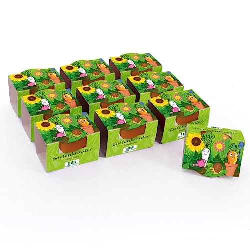 Bull & Bear 10er Set Mini Pflanzset Gartenkräuter Samen im Topf 4,5cm, Gartenkräutersamen als Anzuchtset mit Pflegeanleitung