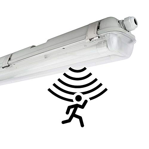 NCC-Licht LED Feuchtraumleuchte Wannenleuchte 120cm 2 x 18W T8 Röhre 840 Neutralweiß 4000K IP65 mit Sensor