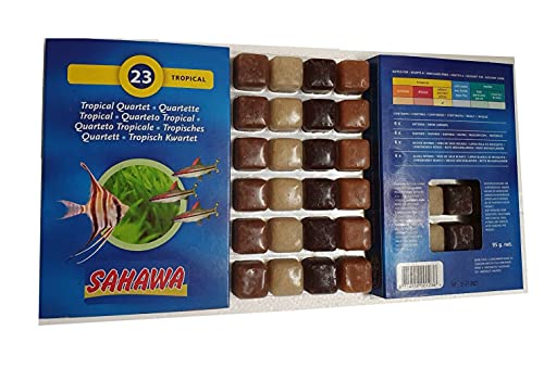 Neu!!!Sahawa® blau Fischfutter, Frostfutter,5X 100g Brutto im Blister Tropisches Quartett + 1x100g Futtersticks zum Testen…