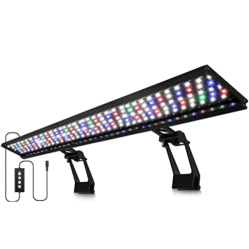 HORXFLIG 42W 120 cm Clip-on LED Aquariumbeleuchtung, 24/7 Tageslicht Timer Mondlicht Timer, Einstellbare Helligkeit Aquarium LED Licht mit 9 Farben, für Pflanzenbeleuchtung, Süßwasseraquarien