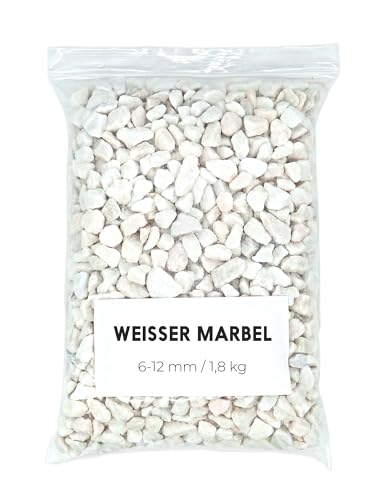 Landare Kies Weib 1,8Kg - Dekosteine - Zierkies - Dekosteine für Vasen - Dekosteine Weiß - Kieselsteine - Deko Steine Kleine - Ziersteine - Zierkies Bunt - Steine Garten (9-12 mm) (Weiß)