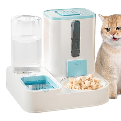 Maciun Futterspender für Hunde | Automatischer Tierfutterspender - Wiederverwendbarer Platzsparender Futterspender Katze Wasserbrunnen für Kätzchen Welpen Kaninchen