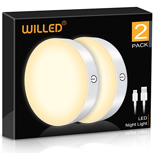 WILLED Dimmbare 3000 K Touch-Lichter, Batteriebetrieben Touch Lampe,wiederaufladbarer Akku, magnetisch, für Schrank, Kleiderschrank, Theke, Küche, Schlafzimmer (2 Stück)