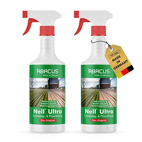 ABACUS® Grünbelagentferner & Algenentferner gebrauchsfertig für die Entfernung von Grünbelag und Algen – Nell Ultra 2 x 750 ml (7283)