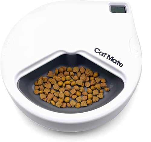 Cat Mate C300 Automatischer Tierfutterautomat mit 3 Näpfen und digitalem Timer, für Katzen und kleine Hunde, für nasses und trockenes Tierfutter, 3 Mahlzeiten